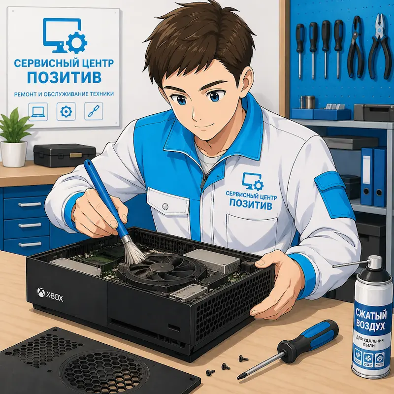 Чистка игровой приставки от пыли и замена термопасты в Череповце